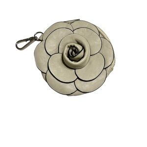 Mellow World wristlet Cream Vegan Leather 3D flower preppy Keychain Coquette